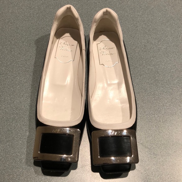Roger Vivier Shoes - Roger Vivier Patent Leather with White Trim Flats